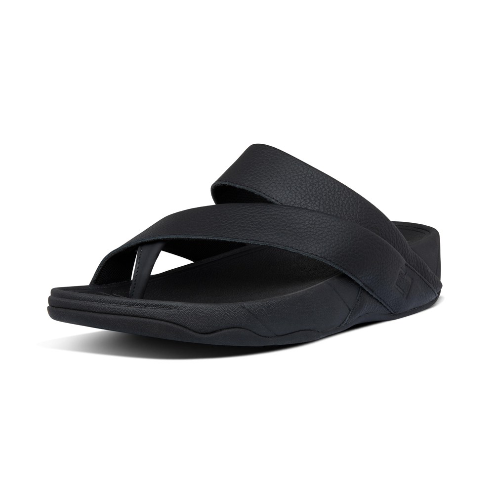 Fitflop Mens Sandals - Sling Leather Toe-post - Black - 362-FSUBAJ